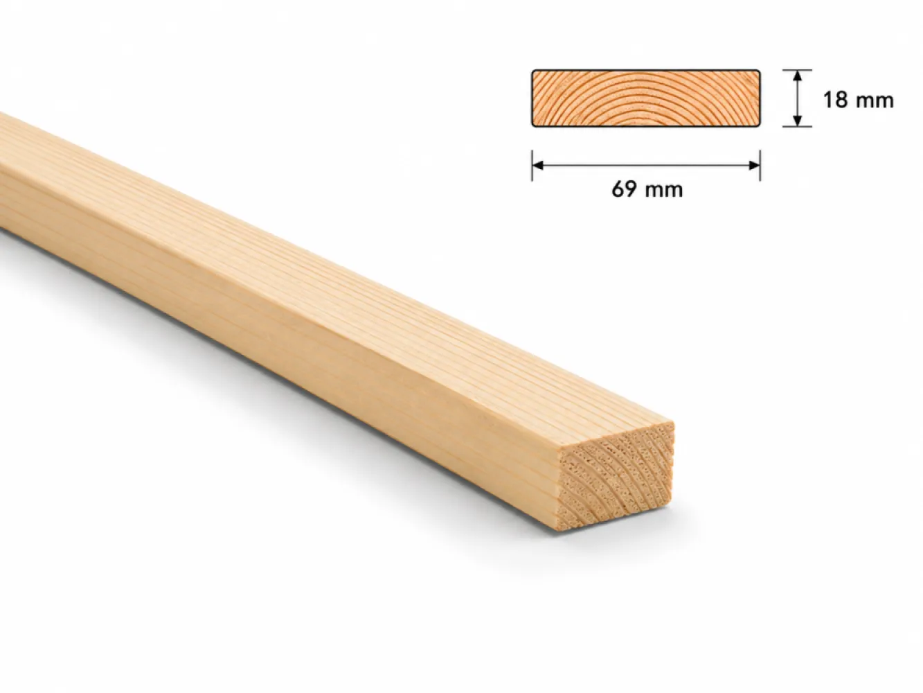 Vuren latten geschaafd 18x69 (22x75)