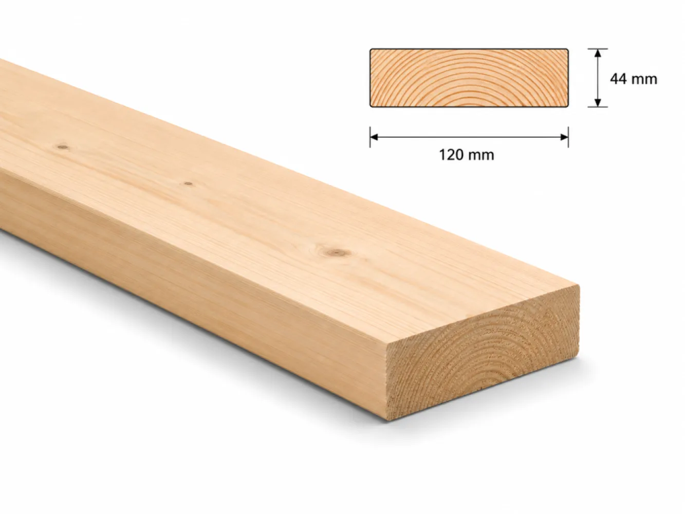 Vuren geschaafd 44x120 mm - (ruw 47x125 mm) - L=4800 mm