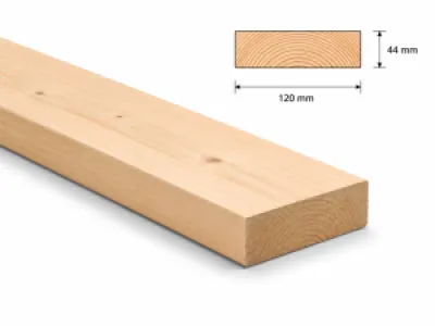 Vuren geschaafd 44x120 mm - (ruw 47x125 mm) - L=4800 mm