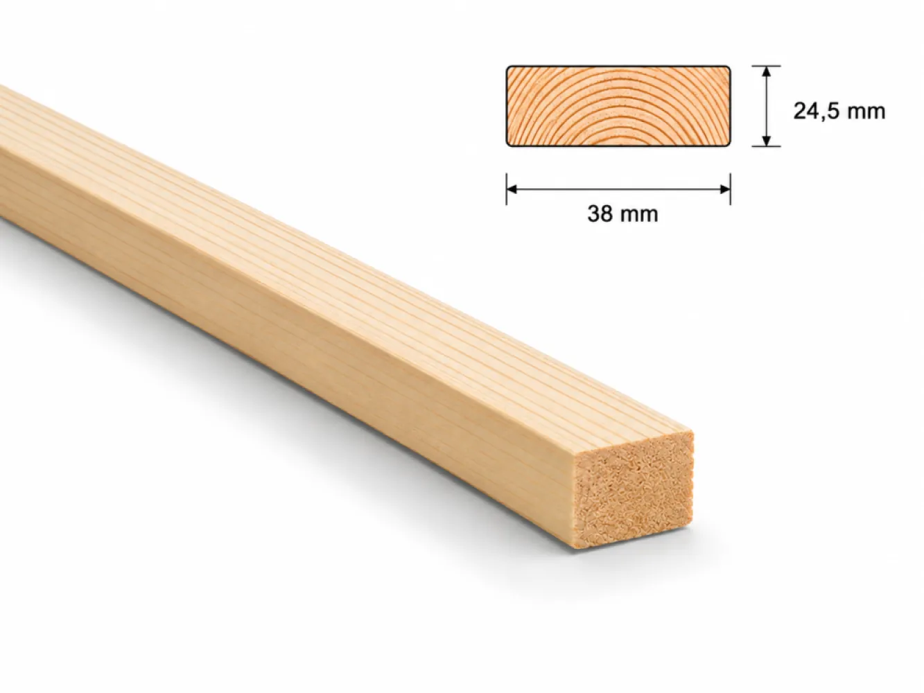 Vuren 24,5x38 mm geegaliseerd - (ruw 25x42 mm) panlat - 4800 mm