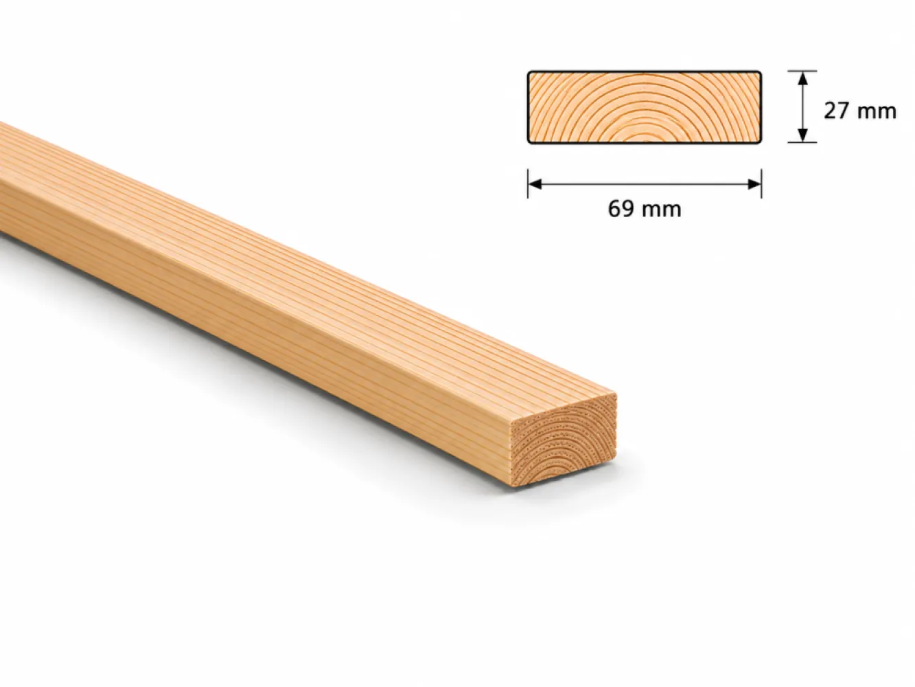 Vuren Latten geschaafd 27x69 (32x75)    