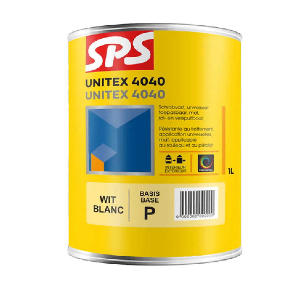 SPS Unitex 4040 mat wit basis P binnen/buiten - blik 1 ltr