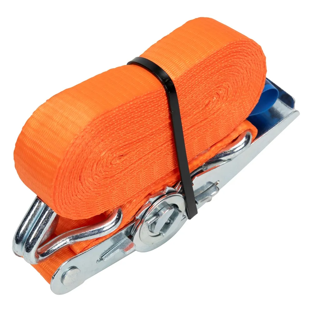 Konvox spanband 25 mm ratel met haak CD, 5 m, 800 daN, oranje