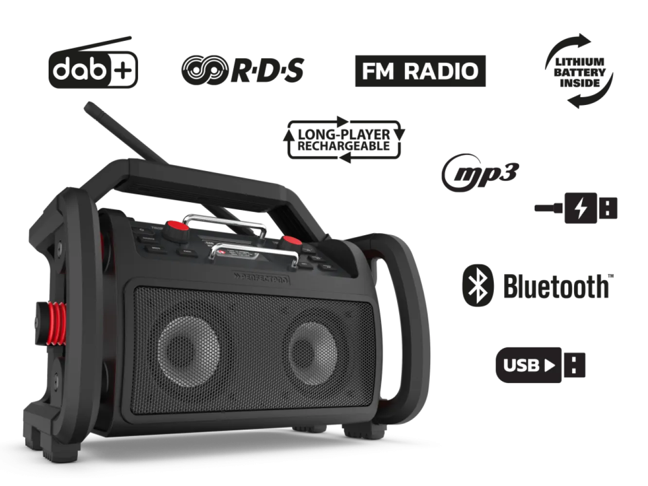 PerfectPro ROCKPRO Bouwradio DAB+ / FM / Bluetooth - IP65