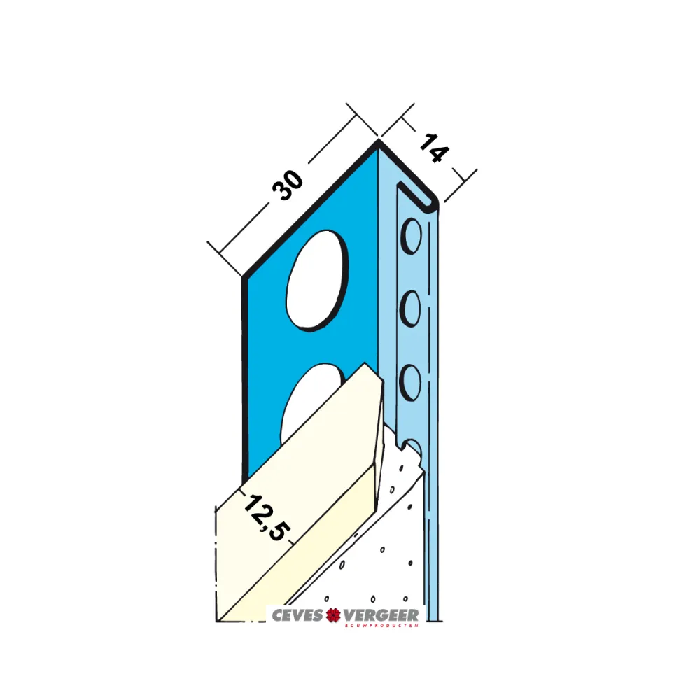 Stucstopprofiel Verzinkt Staal 12,5 mm – 3000 mm