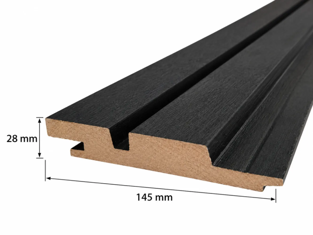 Vuren dubbel rhombus 28x145mm - zwart gelakt