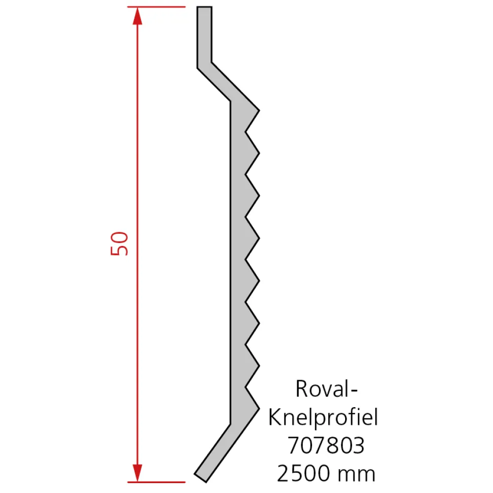 Roval muuraansluitprofiel 50 mm, 2500 mm, geponst