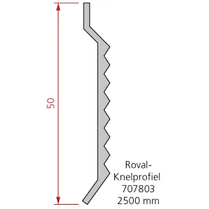 Roval muuraansluitprofiel 50 mm, 2500 mm, geponst